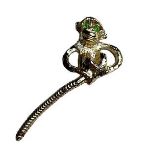 Vintage gold tone monkey brooch